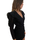 Isabel Marant Black V Neck Long Sleeve Dress w Gathering & Frills. Size: 40