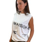 Givenchy White Sleeveless Shirt w  Logo Printed around Tshirt. Size: M