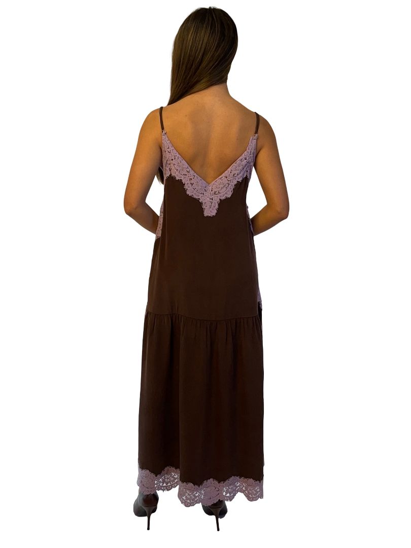 Flannel Purple/Brown Silk Lace Two Tone Dress. Size: XS/S