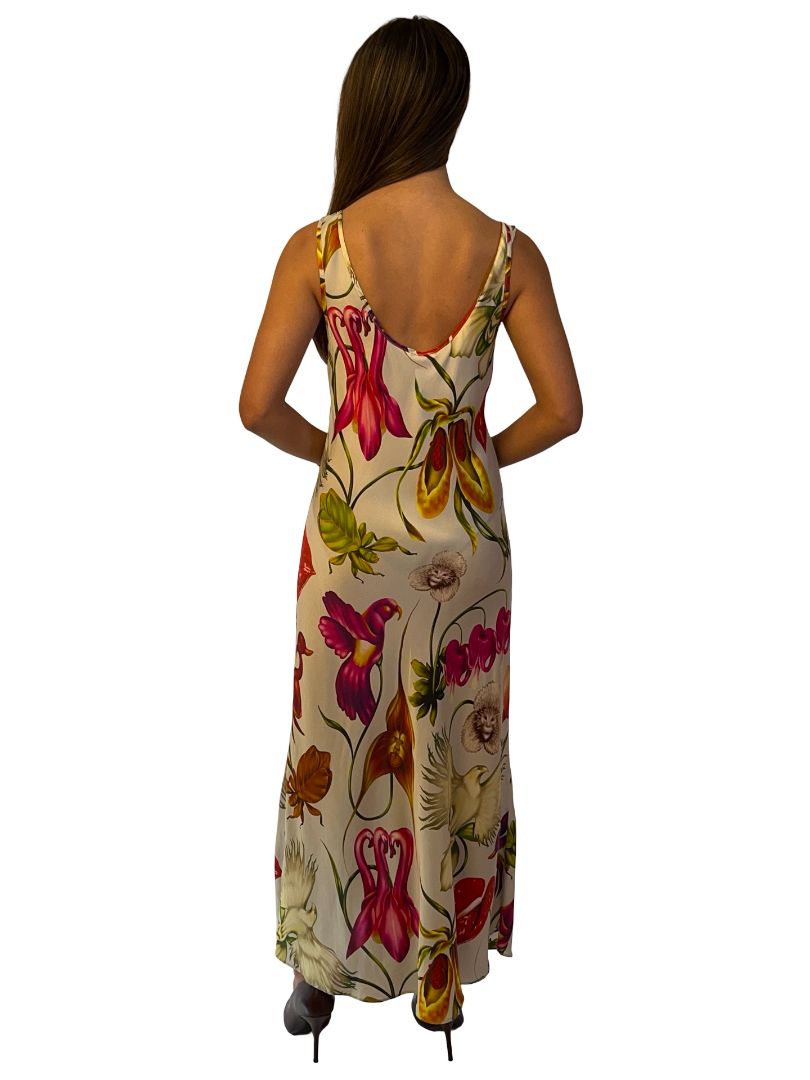 Silk Laundry Multicolour Scoop Neck 'Wonderland' Silk Dress. Size: S