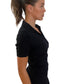 Alexander Wang Black Ribbed Polo With Diamond Collar Details. Size: S/M