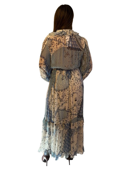 Etro Blue Floral Print Ruffle Dress. Size: 42