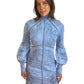 Zimmermann Blue High-Neck Long Sleeve Dress. Size: 0