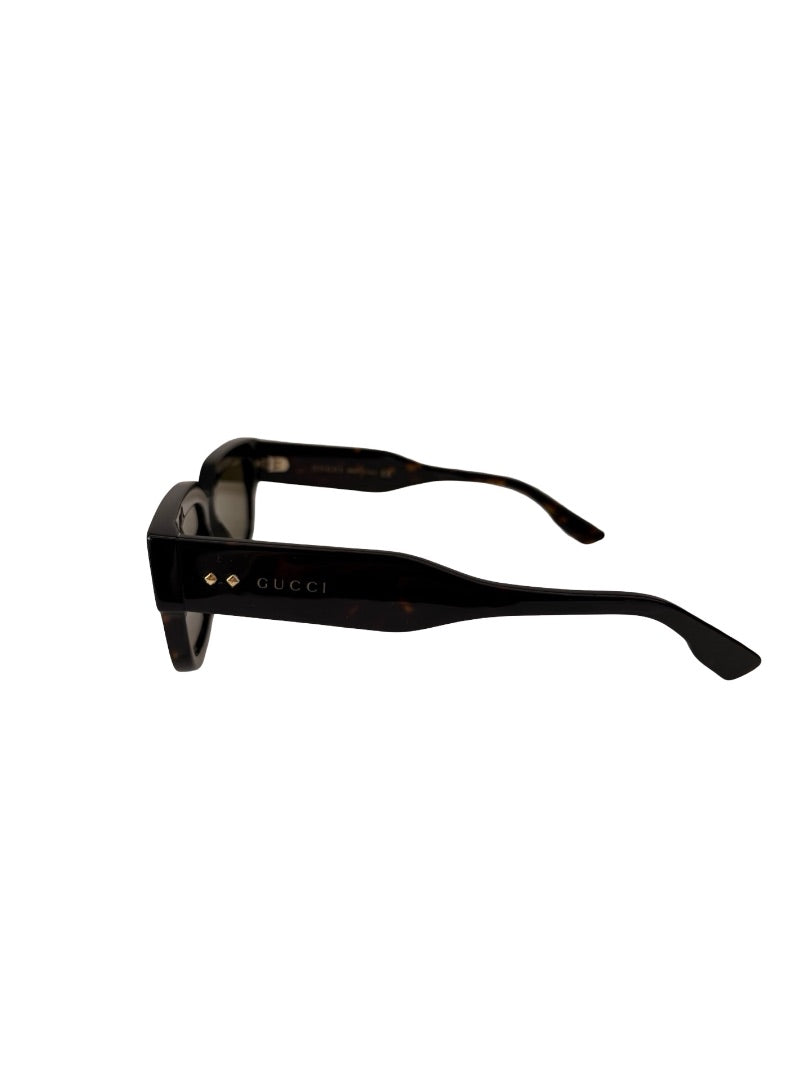 Gucci Brown Tortoiseshell Geometric Sunglasses.