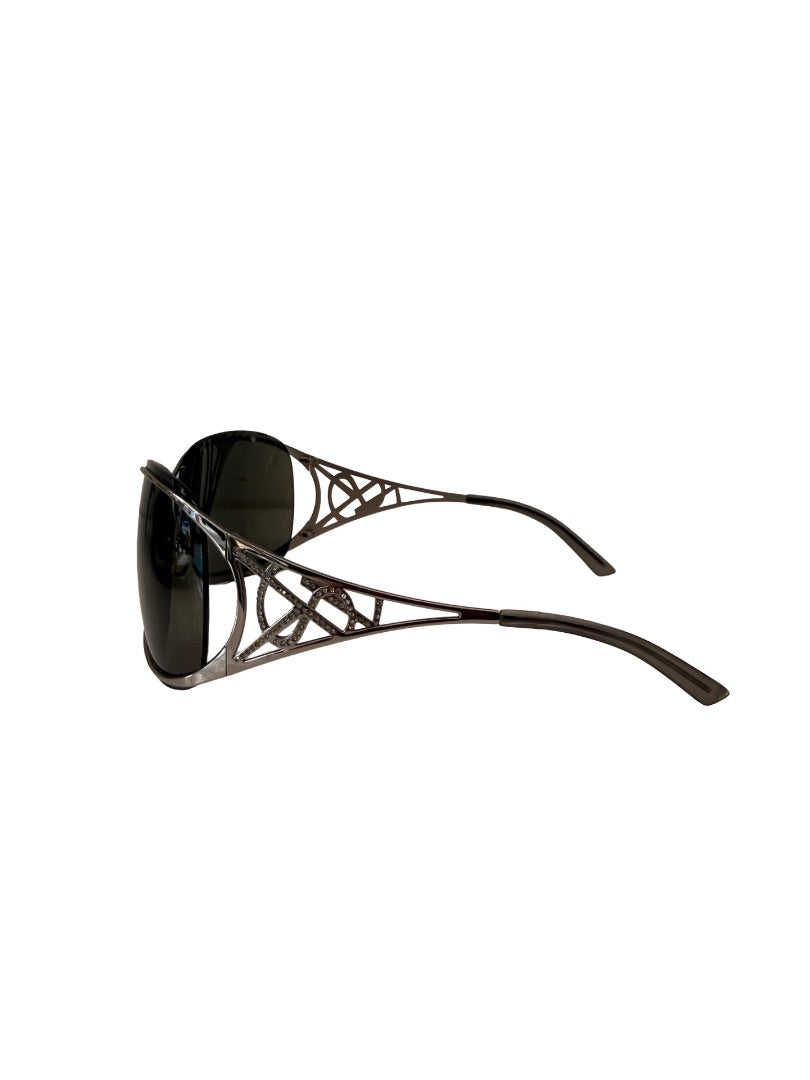 Yves Saint Laurent Silver Vintage Logo Diamante Sunglasses.