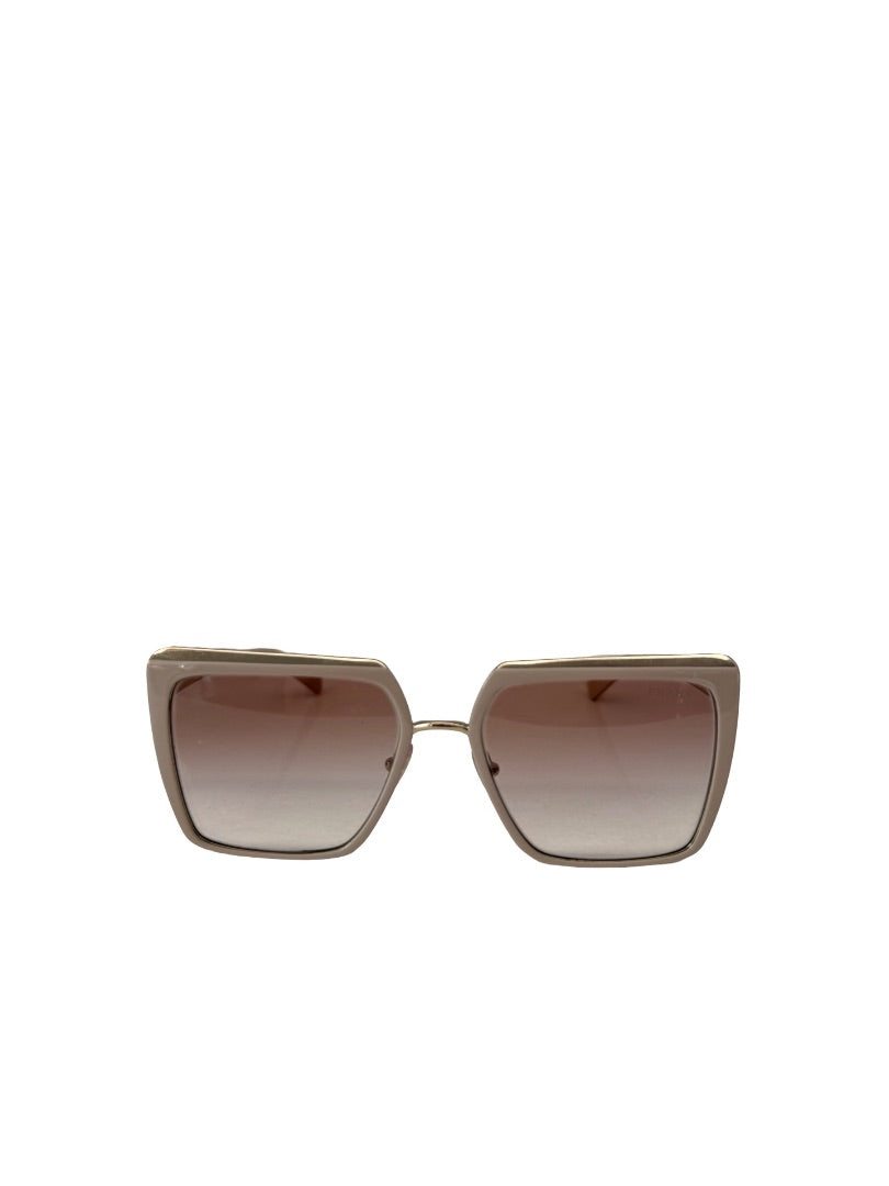 Prada Silver / Cream Oversized Sunglasses.