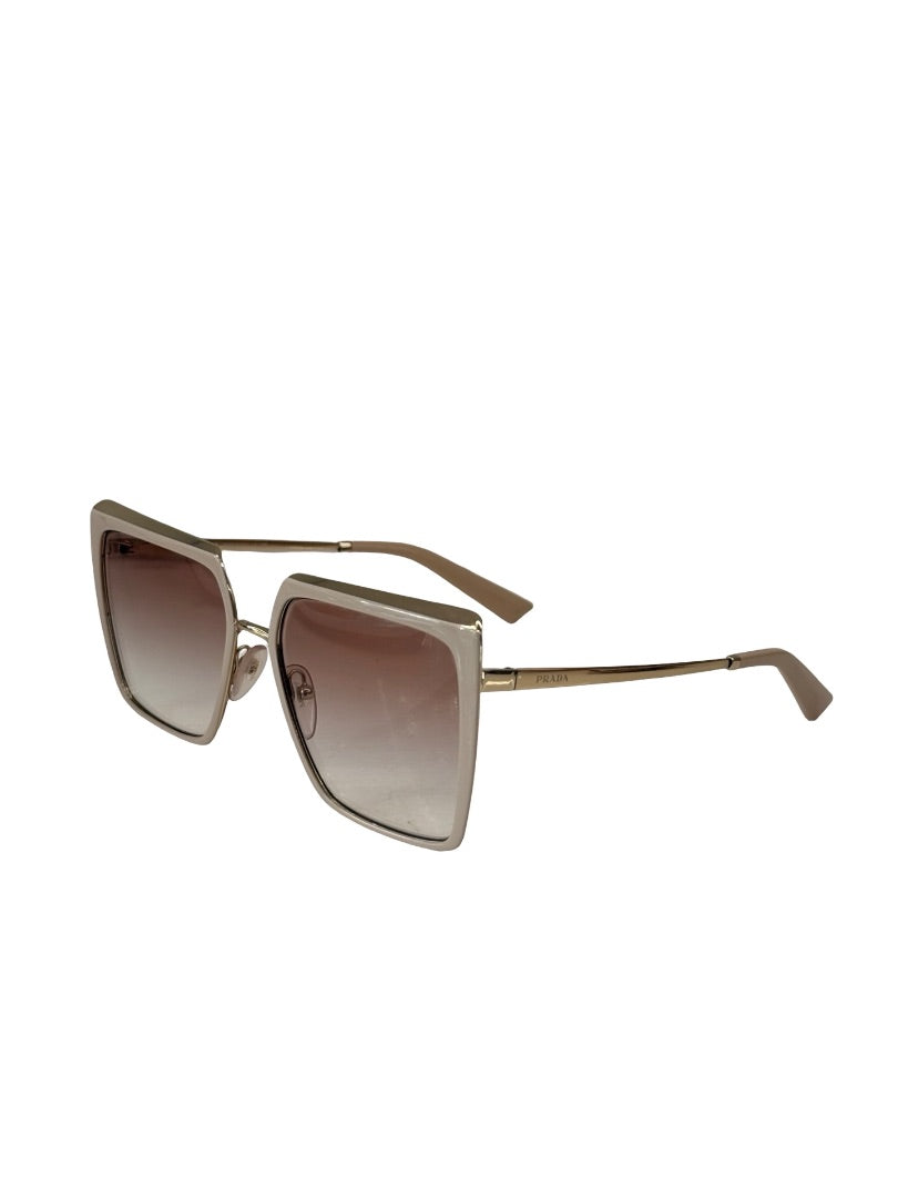 Prada Silver / Cream Oversized Sunglasses.