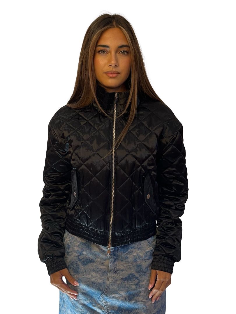 Et Al Black Quilted Cropped Bomber. Size: 1