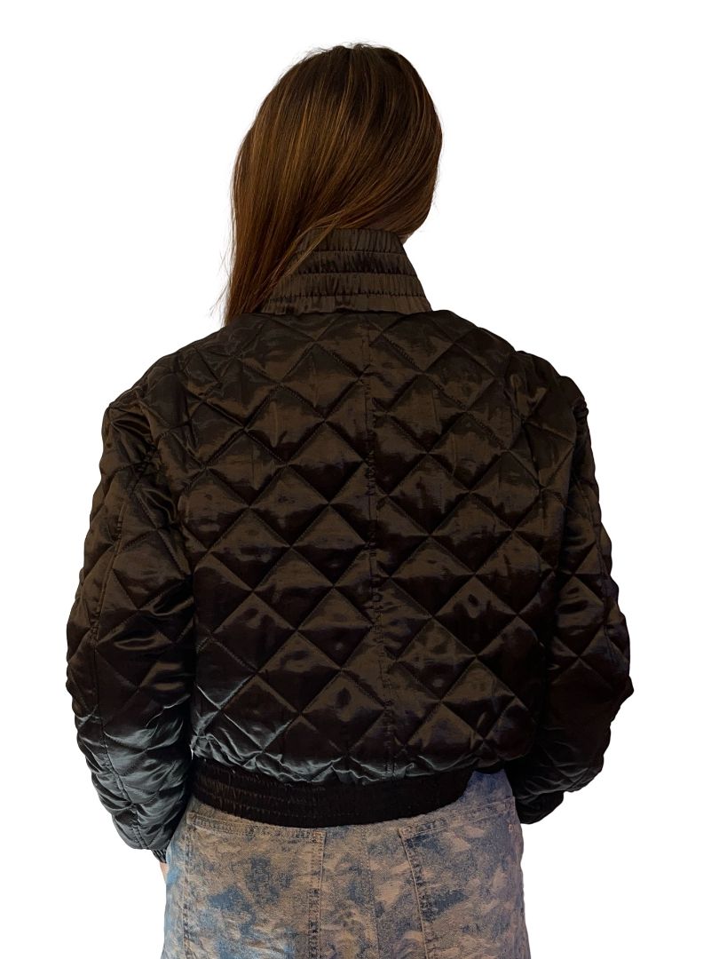 Et Al Black Quilted Cropped Bomber. Size: 1