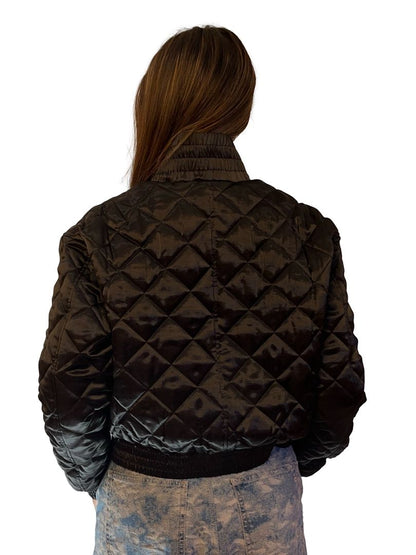 Et Al Black Quilted Cropped Bomber. Size: 1