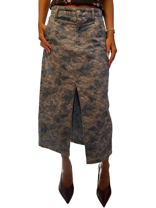 Rag & Bone Blue Camo Front Split Denim Skirt. Size: 28