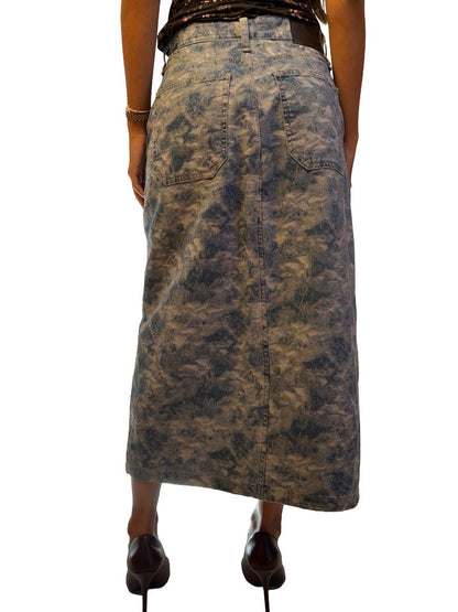 Rag & Bone Blue Camo Front Split Denim Skirt. Size: 28
