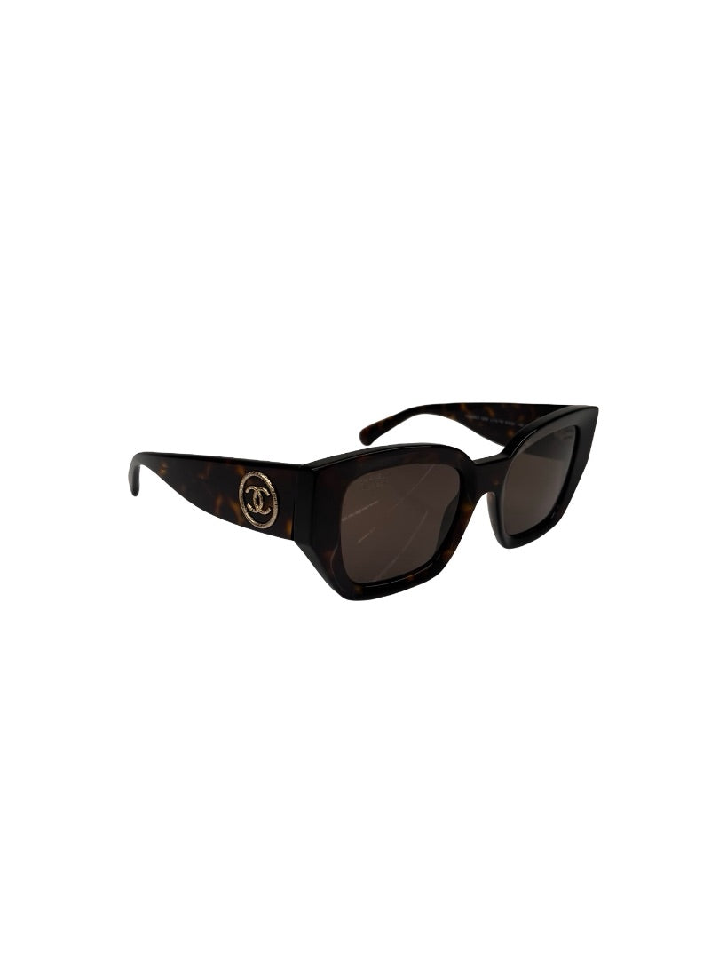 Chanel Tortoiseshell Cat Eye 'CH5506' Sunglasses.