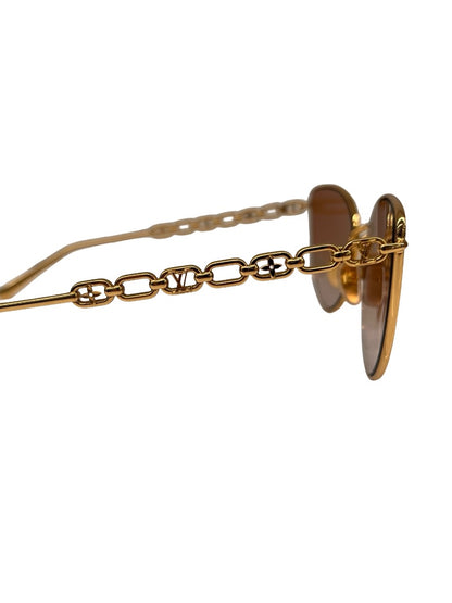 Louis Vuitton Gold 'Z1522E' Chain Cat Eye Sunglasses.