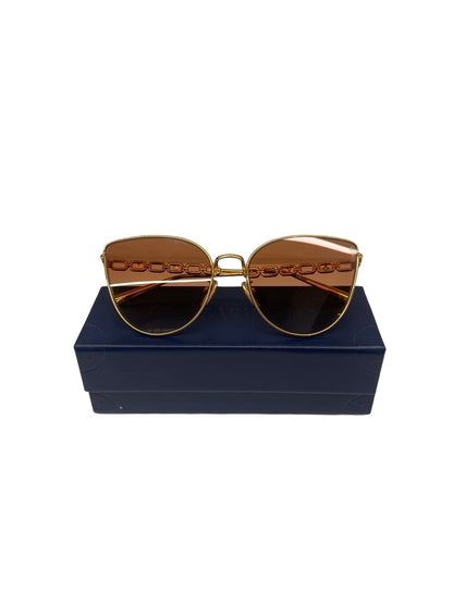 Louis Vuitton Gold 'Z1522E' Chain Cat Eye Sunglasses.