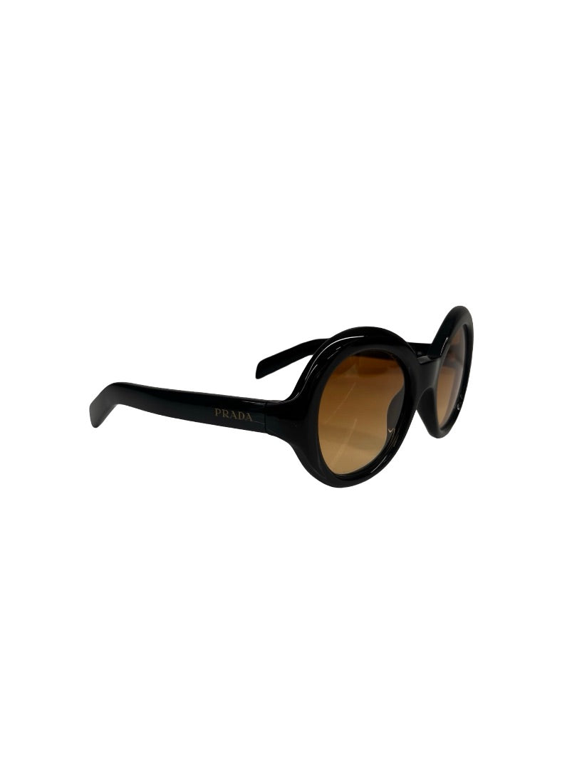 Prada Black Round 'D08SU' Orange Gradient Sunglasses.