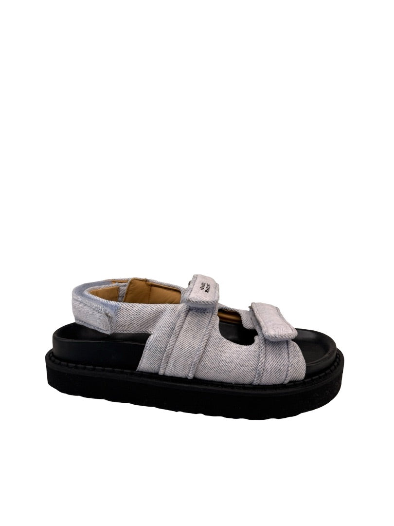 Isabel Marant Purple 'Madee' Denim Strap Sandals. Size: 38