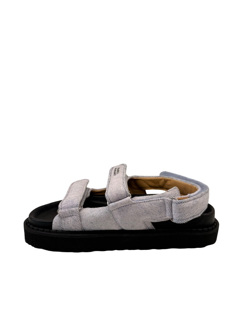 Isabel Marant Purple 'Madee' Denim Strap Sandals. Size: 38