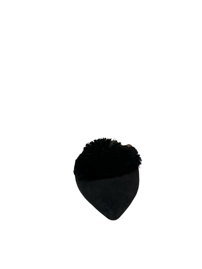 Aquazzura Black Suede 'Powder Puff Pom Pom' Mules. Size: 37