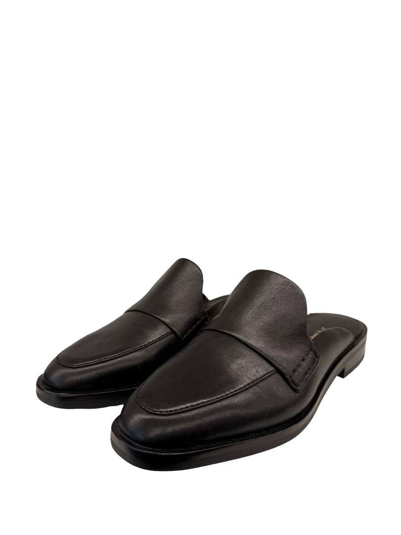 Phillip Lim Black Leather 'Alexa' Slip On Loafers. Size: 37