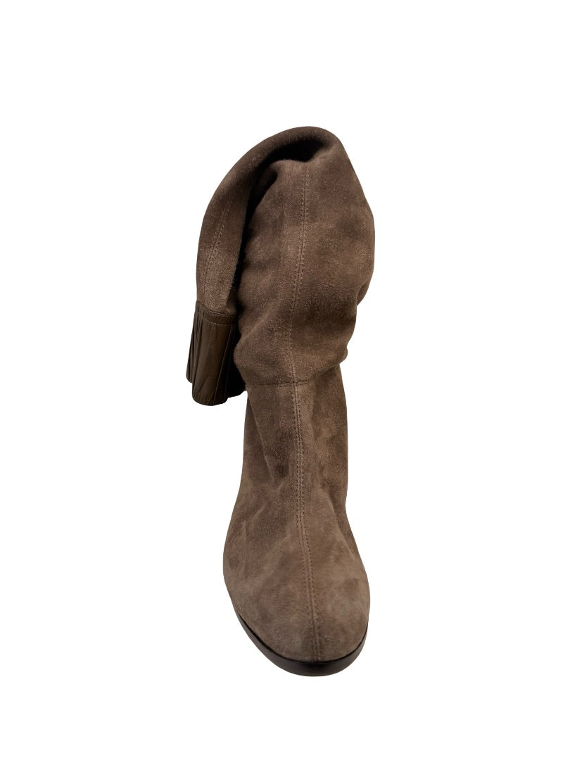 Vanessa Bruno Khaki Suede Leather Trim Knee High Boots. Size: 37