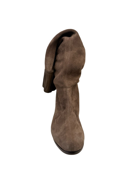 Vanessa Bruno Khaki Suede Leather Trim Knee High Boots. Size: 37