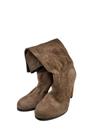 Vanessa Bruno Khaki Suede Leather Trim Knee High Boots. Size: 37