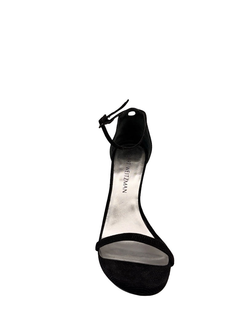 Stuart Weitzman Black Ankle Strap 'Nudist' Stiletto. Size: 37