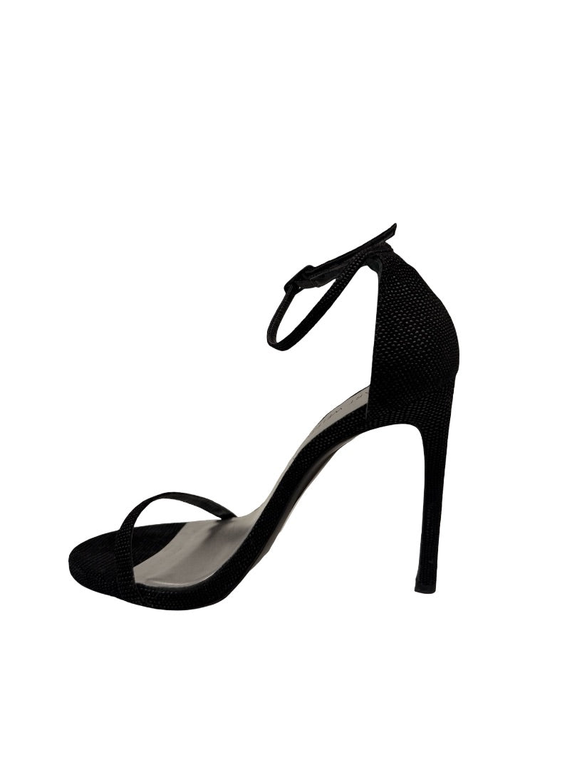 Stuart Weitzman Black Ankle Strap 'Nudist' Stiletto. Size: 37