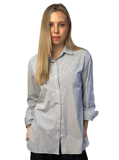 Nili Lotan Blue Pinstripe 'Yorke' Shirt. Size: S