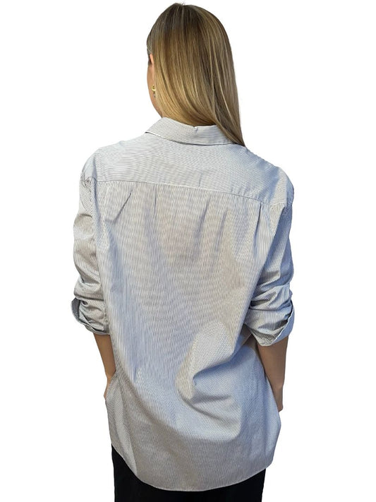 Nili Lotan Blue Pinstripe 'Yorke' Shirt. Size: S