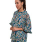 Ganni Multicolour Long Sleeve Blouse with cutout on chest. Size: 42