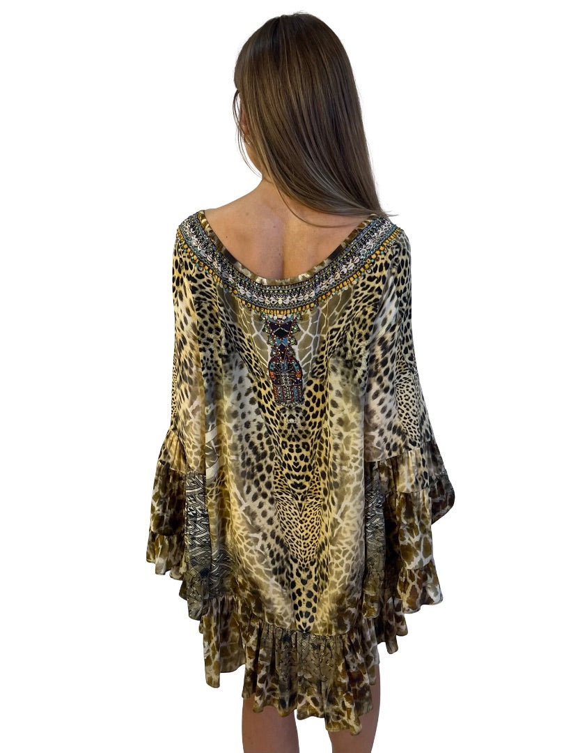 Camilla Brown Leopards Leap A Line Frill Dress. Size: S