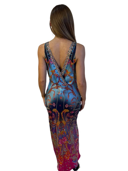 Camilla Blue / Multi-Colour What Lies Beneath V Neck Slip Dress. Size: S