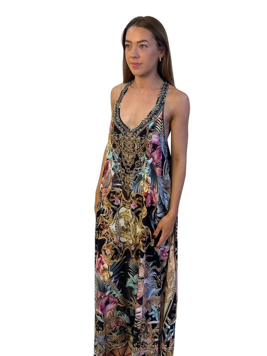 Camilla Black / Multi-Colour Child of The Wild V Neck Racerback Dress. Size: S