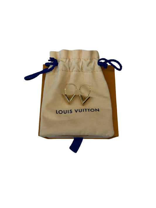Louis Vuitton Gold 'Essential V Hoop' Earrings.