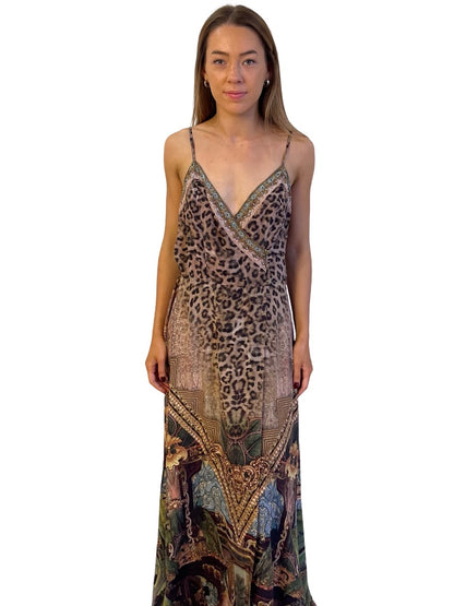 Camilla Neutral / Multi-Colour The Gypsy Lounge Cross Overlay Halter Dress. Size: S