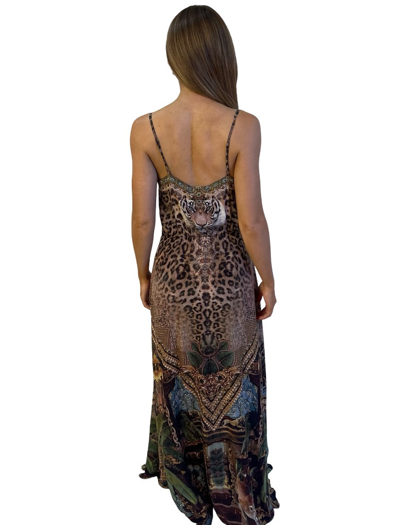 Camilla Neutral / Multi-Colour The Gypsy Lounge Cross Overlay Halter Dress. Size: S