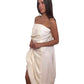 Rick Owens Cream Twirl Strapless Dress. Size: 36
