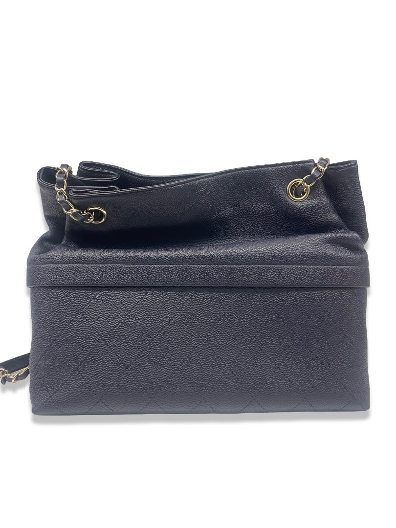 Chanel Navy CC Charm Front Pocket Shopping Crossbody / Handbag.