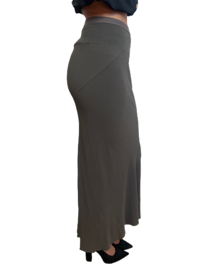 Rick Owens Grey Calf Length Skirt. Size: 38