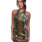Balmain Snake Print Sequin Halter Neck Dress. Size: 38