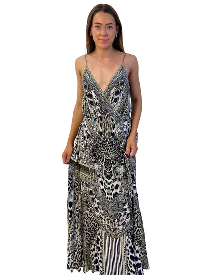 Camilla Grey / Multi-Colour Animal Instinct Strappy Wrap Dress. Size: M