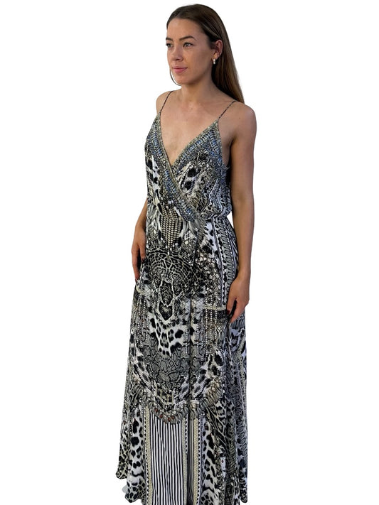 Camilla Grey / Multi-Colour Animal Instinct Strappy Wrap Dress. Size: M