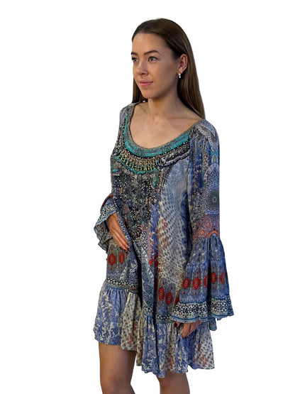 Camilla Blue Concubine A Line Frill Dress. Size: 1