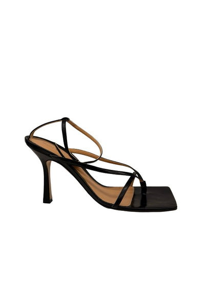 Bottega Veneta Black Strappy Leather Sandal Heels. Size: 39