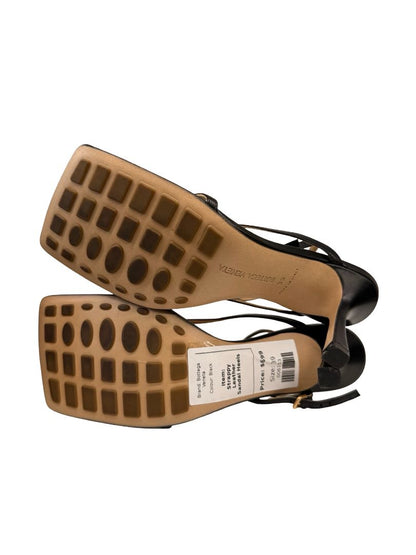 Bottega Veneta Black Strappy Leather Sandal Heels. Size: 39