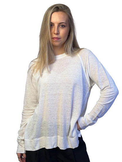 Isabel Etoile Marant White Long Sleeve Linen Tee. Size: M