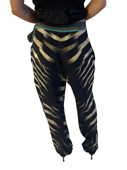 Camilla Black / Multi-Colour Silk Zebra Print Pant. Size: S