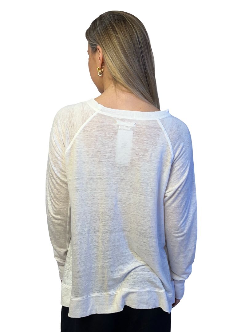 Isabel Etoile Marant White Long Sleeve Linen Tee. Size: M